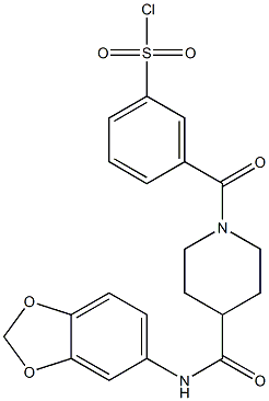 3-(4-(benzo[d][1,3]dioxol-5-ylcarbaMoyl)piperidine-1-carbonyl)benzene-1-sulfonyl chloride 구조식 이미지