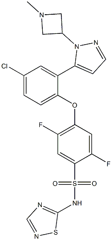 4-(4-chloro-2-(1-(1-Methylazetidin-3-yl)-1H-pyrazol-5-yl)phenoxy)-2,5-difluoro-N-(1,2,4-thiadiazol-5-yl)benzenesulfonaMide Structure