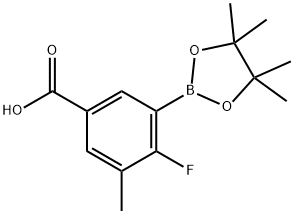 4-Fluoro-3-methyl-5-(tetramethyl-1,3,2-dioxaborolan-2-yl)benzoic acid 구조식 이미지