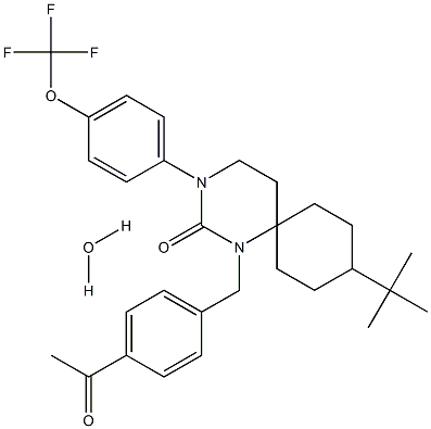 1-(4-acetylbenzyl)-9-(tert-butyl)-3-(4-(trifluoroMethoxy)phenyl)-1,3-diazaspiro[5.5]undecan-2-one hydrate 구조식 이미지