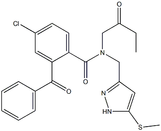2-benzoyl-4-chloro-N-((5-(Methylthio)-1H-pyrazol-3-yl)Methyl)-N-(2-oxobutyl)benzaMide 구조식 이미지