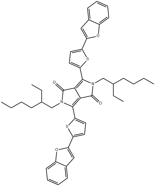 3,6-bis(5-(benzofuran-2-yl)thiophen-2-yl)-2,5-bis(2-ethylhexyl)pyrrolo[3,4-c]pyrrole-1,4(2H,5H)-dione 구조식 이미지
