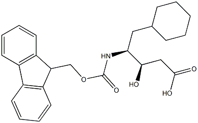 (3R,4S)-4-((((9H-fluoren-9-yl)Methoxy)carbonyl)aMino)-5-cyclohexyl-3-hydroxypentanoic acid 구조식 이미지