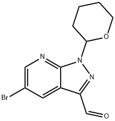 5-broMo-1-(tetrahydro-2H-pyran-2-yl)-1H-pyrazolo[3,4-b]pyridine-3-carbaldehyde Structure