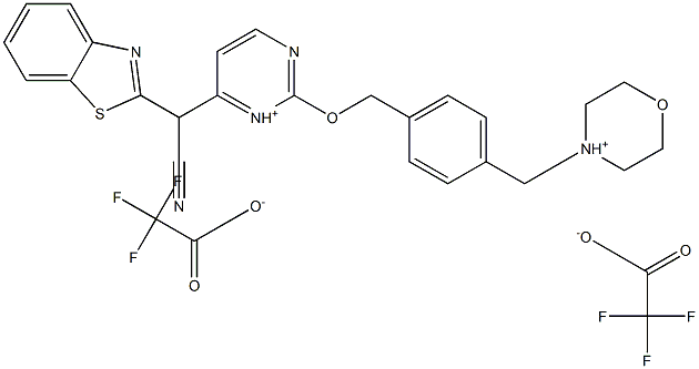 4-(4-((4-(benzo[d]thiazol-2-yl(cyano)Methyl)pyriMidin-1-iuM-2-yloxy)Methyl)benzyl)Morpholin-4-iuM (2,2,2-trifluoroacetate) Structure
