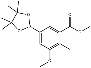 Methyl 3-methoxy-2-methyl-5-(tetramethyl-1,3,2-dioxaborolan-2-yl)benzoate 구조식 이미지