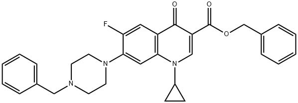 1-Cyclopropyl-6-fluoro-1,4-dihydro-4-oxo-7-(4-benzyl-1-piperazinyl)-3-quinolinecarboxylic Acid Benzyl Ester 구조식 이미지