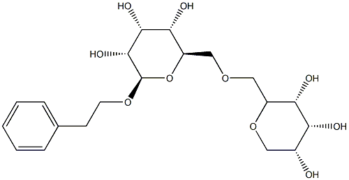 (2R,3R,4R,5S,6R)-2-phenethoxy-6-((((3R,4R,5R)-3,4,5-trihydroxytetrahydro-2H-pyran-2-yl)Methoxy)Methyl)tetrahydro-2H-pyran-3,4,5-triol 구조식 이미지