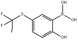 2-Hydroxy-5-[(trifluoromethyl)sulfanyl]phenylboronic acid 구조식 이미지