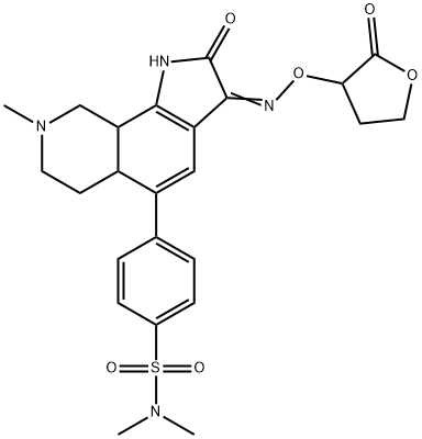 (Z)-N,N-diMethyl-4-(8-Methyl-2-oxo-3-(2-oxotetrahydrofuran-3-yloxyiMino)-2,3,5a,6,7,8,9,9a-octahydro-1H-pyrrolo[3,2-h]isoquinolin-5-yl)benzenesulfonaMide 구조식 이미지