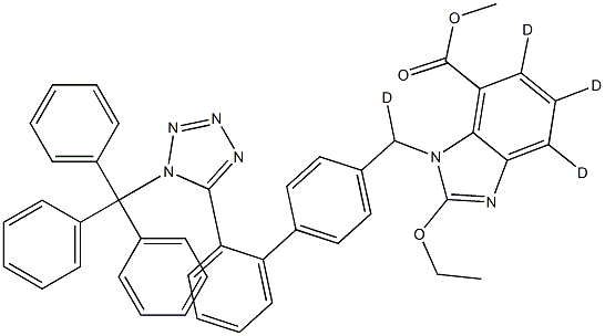 2-Ethoxy-1-[(2'-(1-trityl-1H-tetrazol-5-yl)-1,1'-biphenyl-4-yl)Methyl]-7-benziMidazolecarboxylic Acid Methyl Ester-d4 구조식 이미지