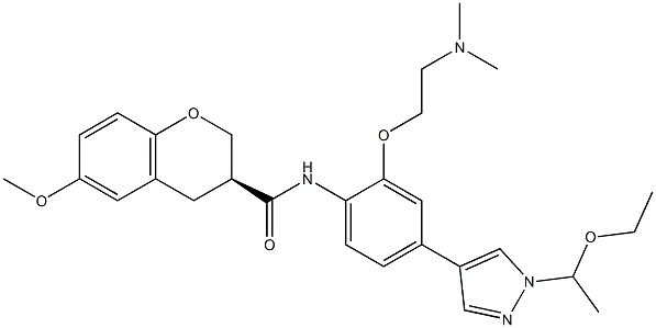 (3S)-N-(2-(2-(diMethylaMino)ethoxy)-4-(1-(1-ethoxyethyl)-1H-pyrazol-4-yl)phenyl)-6-MethoxychroMan-3-carboxaMide 구조식 이미지