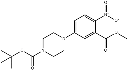 tert-butyl 4-[3-(methoxycarbonyl)-4-nitrophenyl]tetrahydro-1(2H)-pyrazinecarboxylate 구조식 이미지