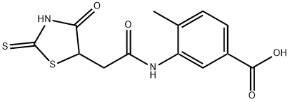 3-{[(2-mercapto-4-oxo-4,5-dihydro-1,3-thiazol-5-yl)acetyl]amino}-4-methylbenzoic acid 구조식 이미지