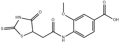 4-{[(2-mercapto-4-oxo-4,5-dihydro-1,3-thiazol-5-yl)acetyl]amino}-3-methoxybenzoic acid 구조식 이미지