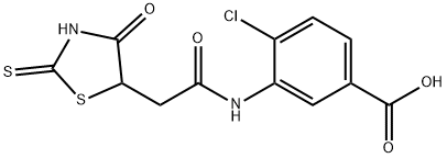 4-chloro-3-{[(2-mercapto-4-oxo-4,5-dihydro-1,3-thiazol-5-yl)acetyl]amino}benzoic acid Structure