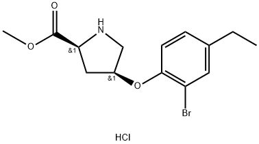 Methyl (2S,4S)-4-(2-bromo-4-ethylphenoxy)-2-pyrrolidinecarboxylate hydrochloride Structure