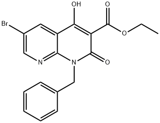 Ethyl 1-benzyl-6-bromo-4-hydroxy-2-oxo-1,2-dihydro[1,8]naphthyridine-3-carboxylate Structure