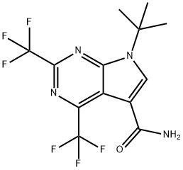 7-(tert-Butyl)-2,4-bis(trifluoromethyl)-7H-pyrrolo[2,3-d]pyrimidine-5-carboxamide 구조식 이미지