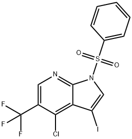 4-Chloro-3-iodo-1-(phenylsulfonyl)-5-(trifluoromethyl)-1H-pyrrolo[2,3-b]pyridine 구조식 이미지