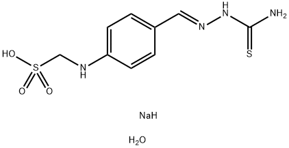 Sodium ({4-[2-(aminocarbonothioyl)carbono-hydrazonoyl]phenyl}amino)methanesulfonate hydrate 구조식 이미지