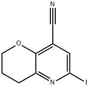 6-Iodo-3,4-dihydro-2H-pyrano-[3,2-b]pyridine-8-carbonitrile Structure