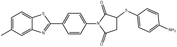 3-[(4-aminophenyl)thio]-1-[4-(5-methyl-1,3-benzothiazol-2-yl)phenyl]pyrrolidine-2,5-dione 구조식 이미지
