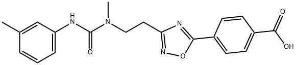 4-{3-[2-(methyl{[(3-methylphenyl)amino]carbonyl}amino)ethyl]-1,2,4-oxadiazol-5-yl}benzoic acid Structure