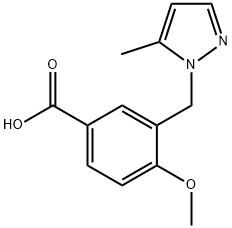 4-methoxy-3-[(5-methyl-1H-pyrazol-1-yl)methyl]benzoic acid 구조식 이미지