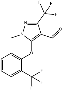 1-Methyl-3-(trifluoromethyl)-5-[2-(trifluoro-methyl)phenoxy]-1H-pyrazole-4-carbaldehyde 구조식 이미지