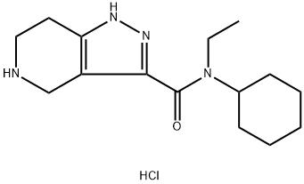 N-Cyclohexyl-N-ethyl-4,5,6,7-tetrahydro-1H-pyrazolo[4,3-c]pyridine-3-carboxamide HCl 구조식 이미지