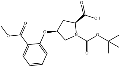 (2S,4S)-1-(tert-Butoxycarbonyl)-4-[2-(methoxy-carbonyl)phenoxy]-2-pyrrolidinecarboxylic acid Structure