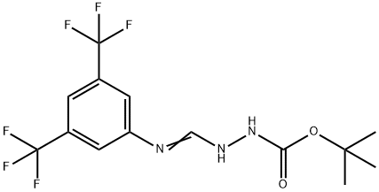 N'-[1-Amino-1-(3,5-bis-(trifluoromethyl)phenyl)met hylidene]hydrazinecarboxylic acid tert-butyl este 구조식 이미지