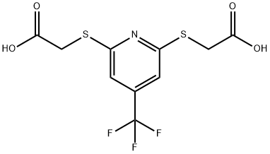 (6-Carboxymethylsulfanyl-4-(trifluoromethyl)-pyridin-2-ylsulfanyl)acetic acid 구조식 이미지