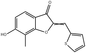 (2Z)-6-Hydroxy-7-methyl-2-(2-thienylmethylene)-1-benzofuran-3(2H)-one 구조식 이미지