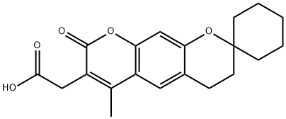 (6'-Methyl-8'-oxo-3',4'-dihydro-8'H-spiro[cyclohex ane-1,2'-pyrano[3,2-g]chromen]-7'-yl)acetic acid Structure