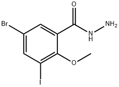 5-Bromo-3-iodo-2-methoxybenzenecarbohydrazide 구조식 이미지