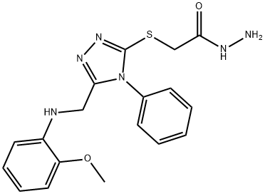 2-[(5-{[(2-Methoxyphenyl)amino]methyl}-4-phenyl-4H-1,2,4-triazol-3-yl)thio]acetohydrazide Structure