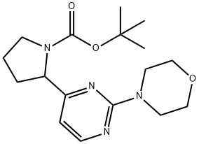 tert-Butyl 2-(2-morpholin-4-ylpyrimidin-4-yl)-pyrrolidine-1-carboxylate 구조식 이미지