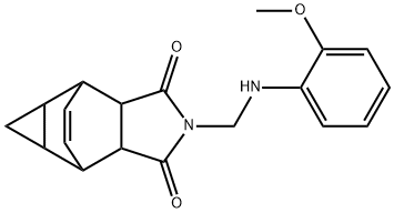 2-{[(2-Methoxyphenyl)amino]methyl}hexahydro-4,6-ethenocyclopropa[f]isoindole-1,3(3aH)-dione Structure