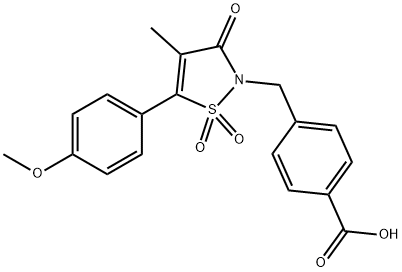 4-{[5-(4-Methoxyphenyl)-4-methyl-1,1-dioxido-3-oxoisothiazol-2(3H)-yl]methyl}benzoic acid 구조식 이미지