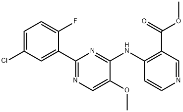 Methyl 4-{[2-(5-chloro-2-fluorophenyl)-5-methoxypyrimidin-4-yl]amino}nicotinate 구조식 이미지