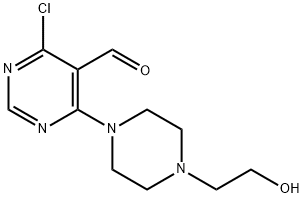 4-Chloro-6-[4-(2-hydroxyethyl)piperazin-1-yl]pyrimidine-5-carbaldehyde Structure