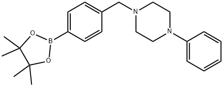 1-Phenyl-4-[4-(4,4,5,5-tetramethyl-[1,3,2]dioxaborolan-2-yl)-benzyl]-piperazine 구조식 이미지