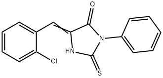 (5E)-5-(2-chlorobenzylidene)-2-mercapto-3-phenyl-3,5-dihydro-4H-imidazol-4-one Structure