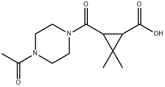3-[(4-acetylpiperazin-1-yl)carbonyl]-2,2-dimethylcyclopropanecarboxylic acid Structure