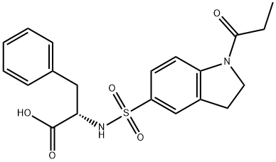 3-phenyl-2-{[(1-propionyl-2,3-dihydro-1H-indol-5-yl)sulfonyl]amino}propanoic acid 구조식 이미지