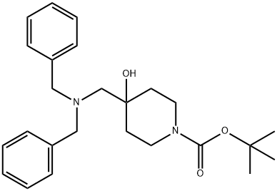 tert-Butyl 4-[(dibenzylamino)methyl]-4-hydroxytetrahydro-1(2H)-pyridinecarboxylate 구조식 이미지