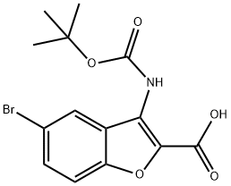 5-Bromo-3-[(tert-butoxycarbonyl)amino]-1-benzofuran-2-carboxylic acid 구조식 이미지