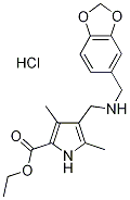 Ethyl 4-{[(1,3-benzodioxol-5-ylmethyl)amino]methyl}-3,5-dimethyl-1H-pyrrole-2-carboxylate HCl Structure